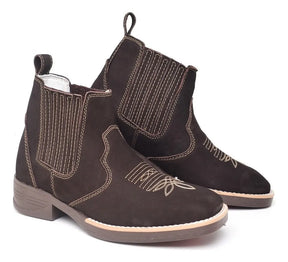 Botina Bico Quadrado Trabalho Passeio Couro Legítimo F1000