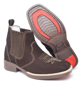 Botina Bico Quadrado Trabalho Passeio Couro Legítimo F1000