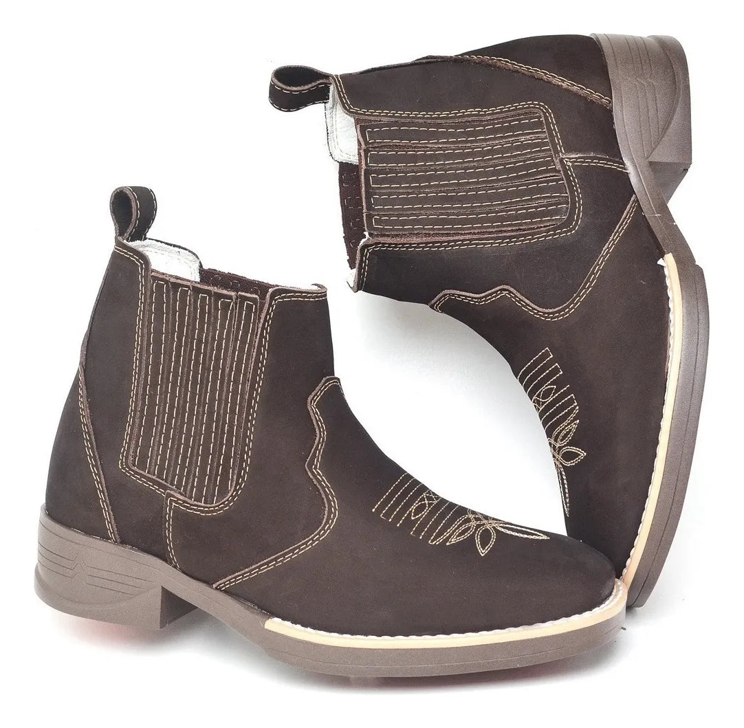 Botina Bico Quadrado Trabalho Passeio Couro Legítimo F1000