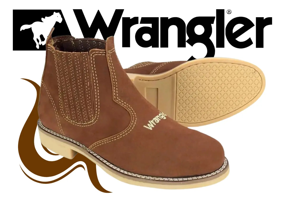 Botina Masculina Wrangler Cowboy Couro Legítimo Costurada