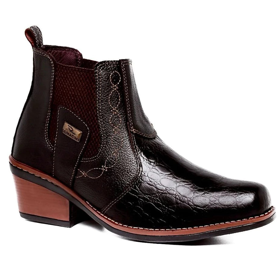 Bota Botina Masculina Texas Country Confortável Couro