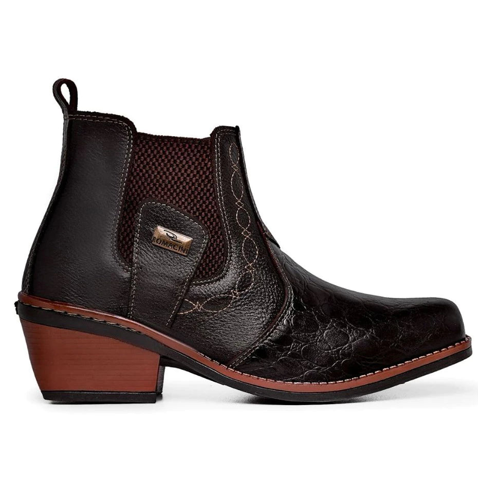 Bota Botina Masculina Texas Country Confortável Couro